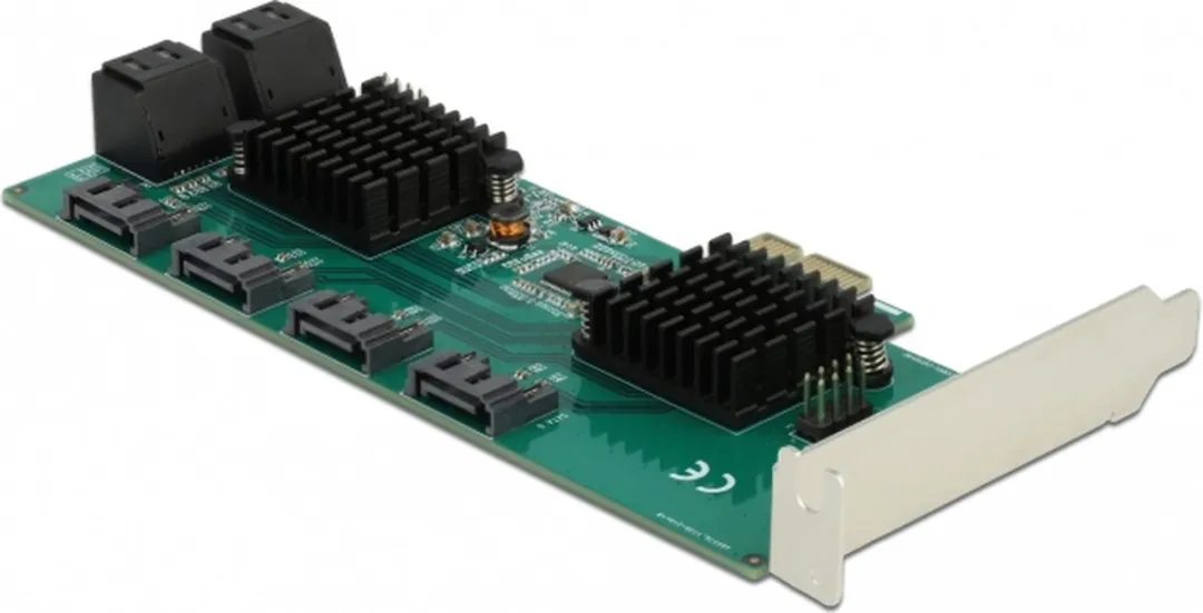 Delock 90072 8-Port SATA PCIe x1 Kaart - Low Profile - Zwart/Groen/Grijs