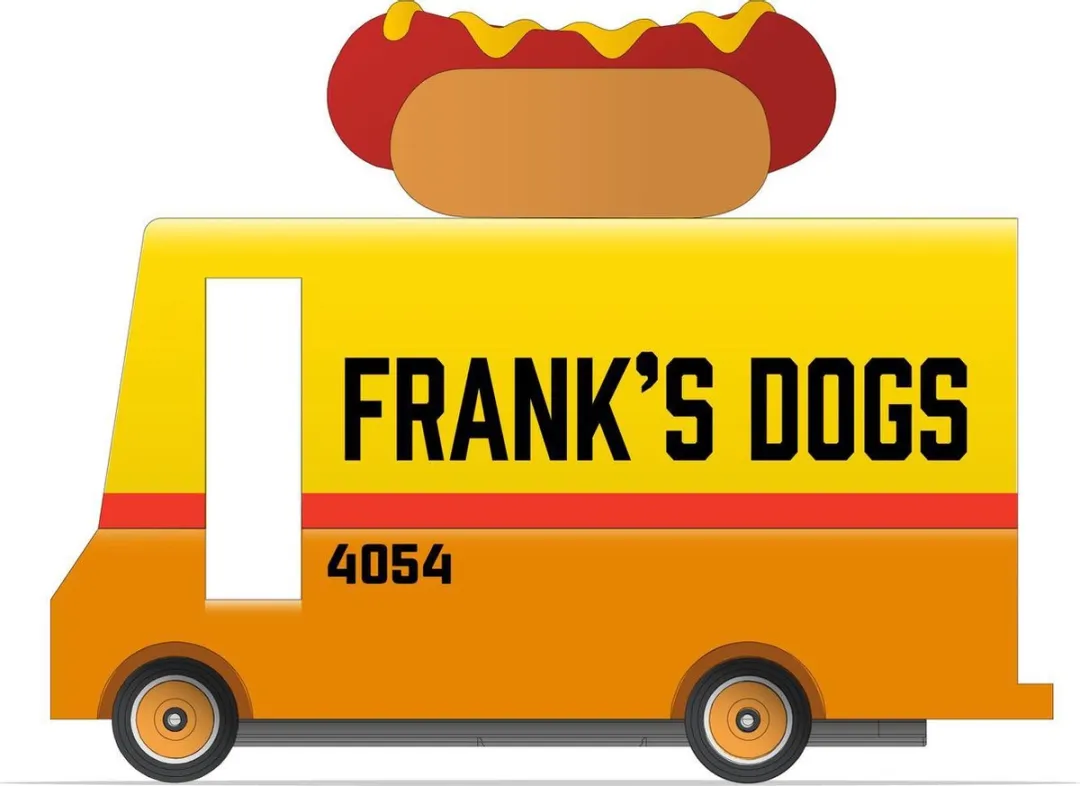 Candylab Candycar Vans Hot Dog Van F171 - Houten Diecast - 3+
