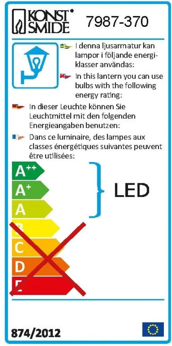 Konstsmide 7987-370 Wandverlichting Buiten Antracietgrijs - 2x6W Warmwit