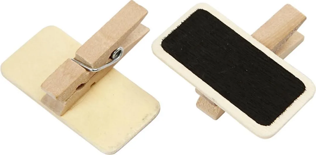 Creativ Company Schoolbord met wasknijpers 100 Stuks - Beige/Zwart