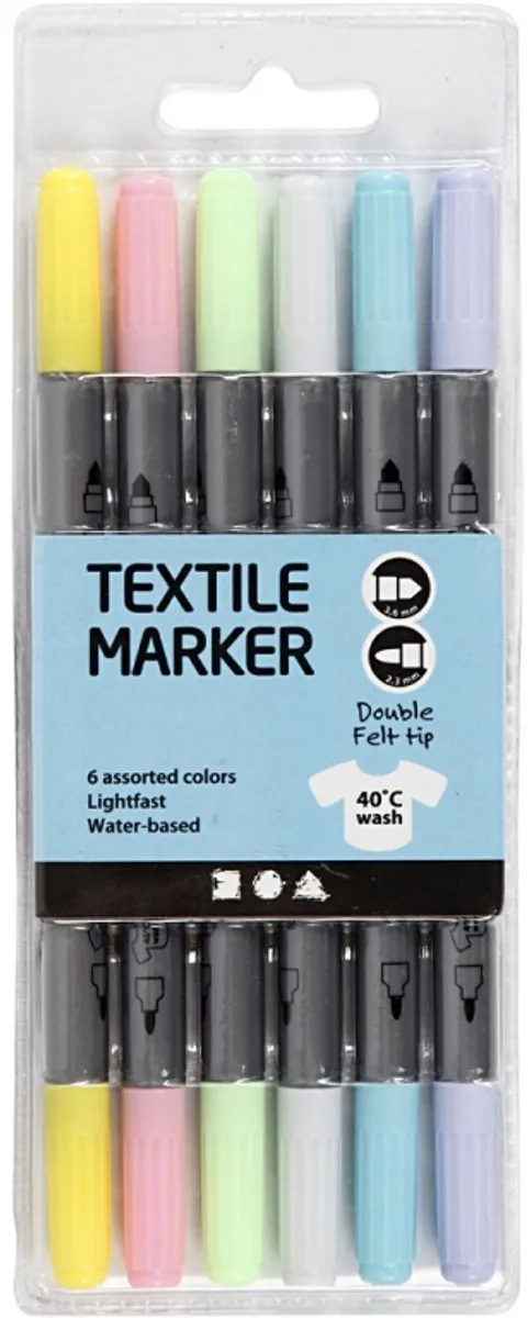 Creativ Company Textielstiften Pastel - 6 Stuks