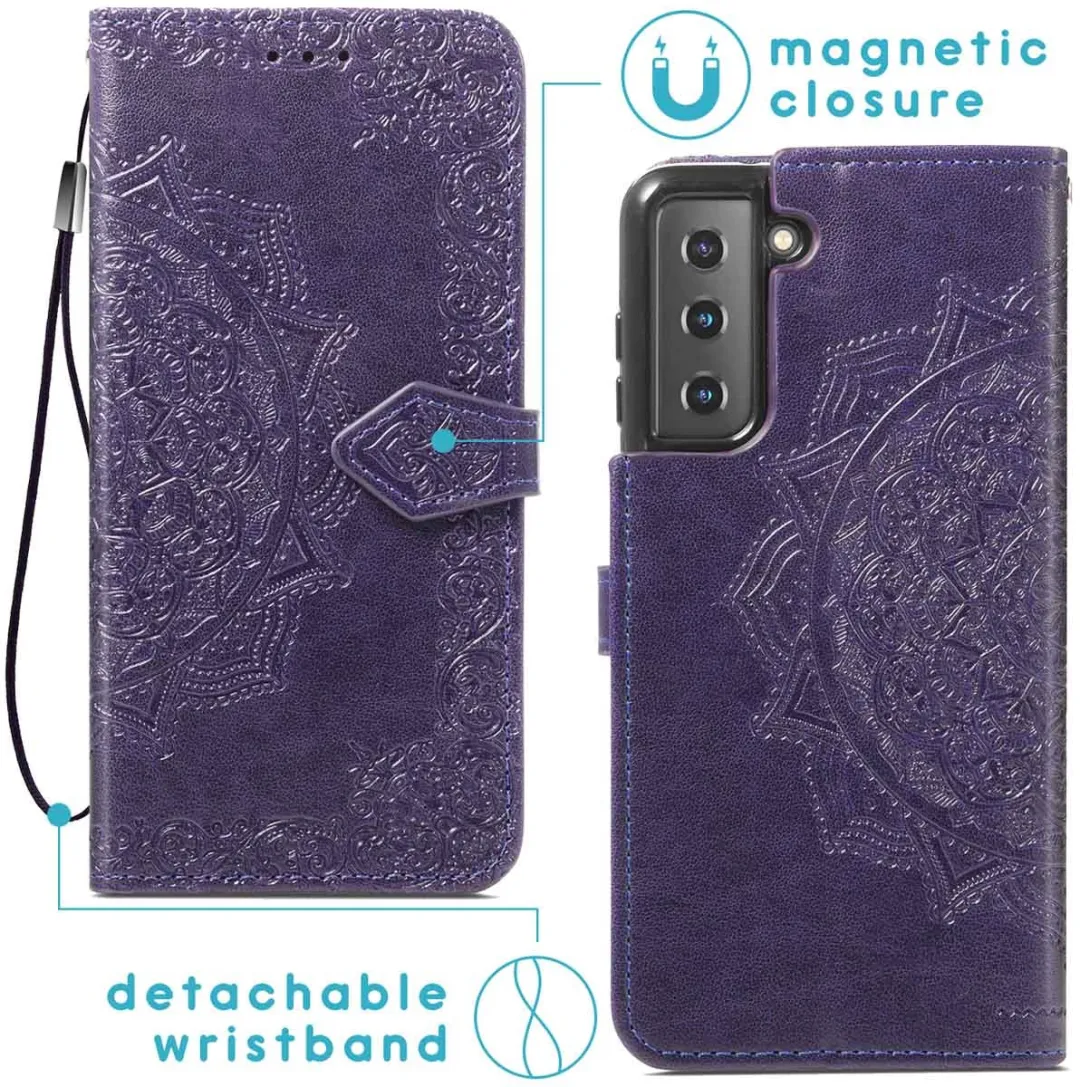 Imoshion Hoesje Samsung Galaxy S22 Mandala Bookcase - 3 Pasjes - Paars