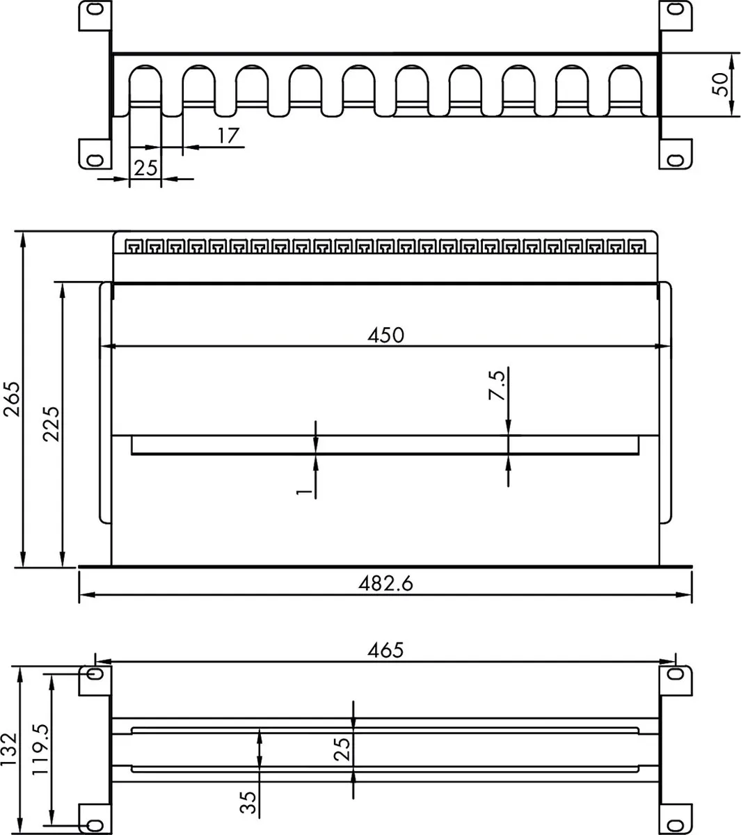 Value 19" Montageframe voor DIN-rail - Zwart - afbeelding 2 van 6