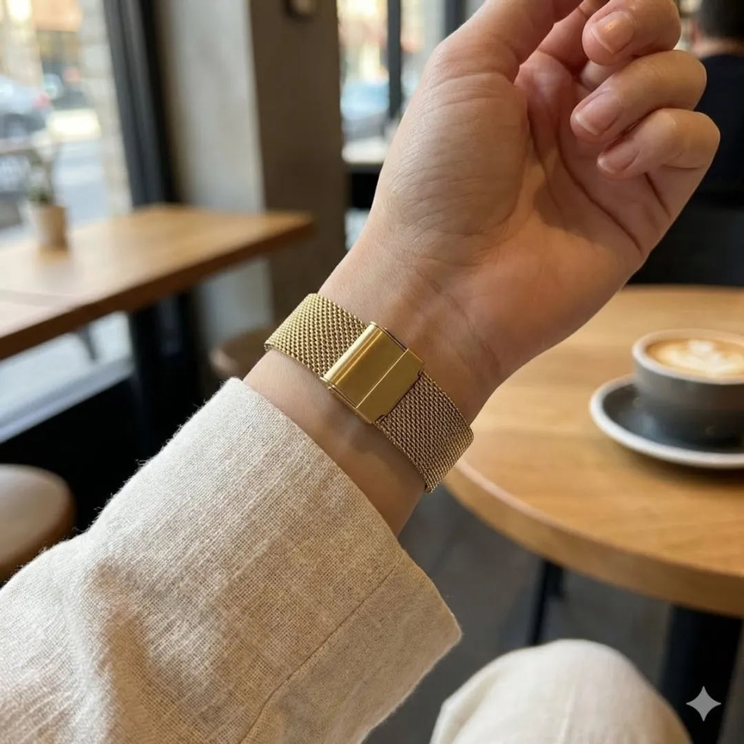 NUVEX Gouden Milanese Horlogeband 22mm - One Size