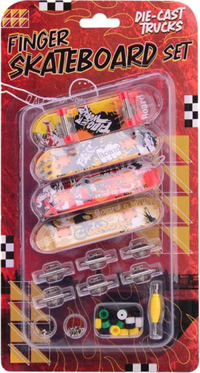 Johntoy Vingerskateboard Set 29669 - 4-delig - Multikleur
