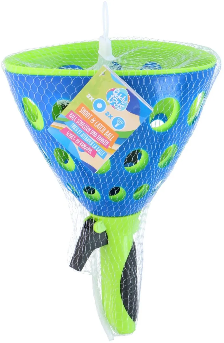 Eddy Toys Shoot & Catch Ball Set 2x - 2 Lanceerders & Ballen - Blauw/Groen