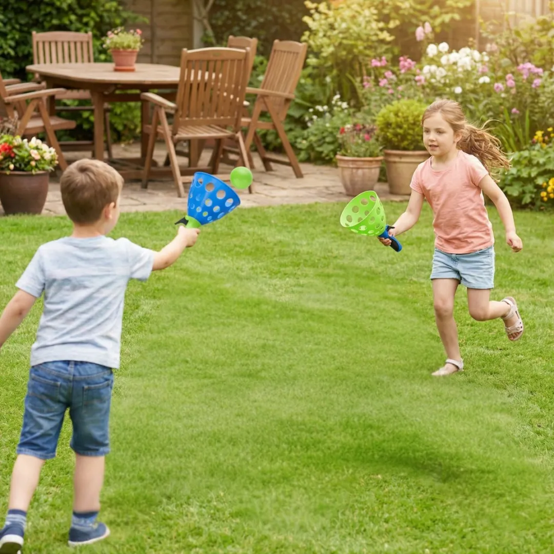 Eddy Toys Shoot & Catch Ball Set 2x - 2 Lanceerders & Ballen - Blauw/Groen