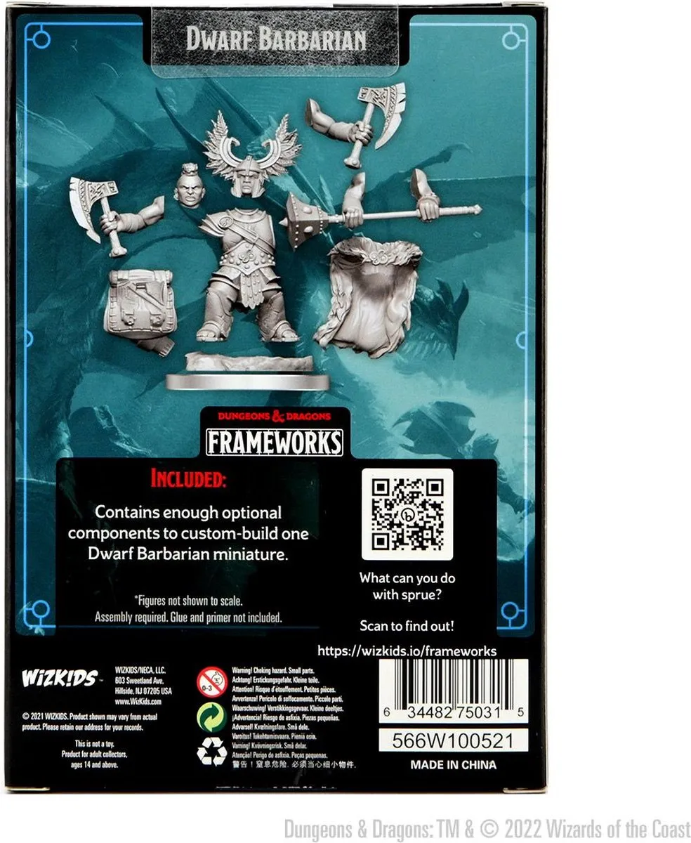 Wizkids D&D Frameworks Dwerg Barbare Vrouwelijk - Grijs