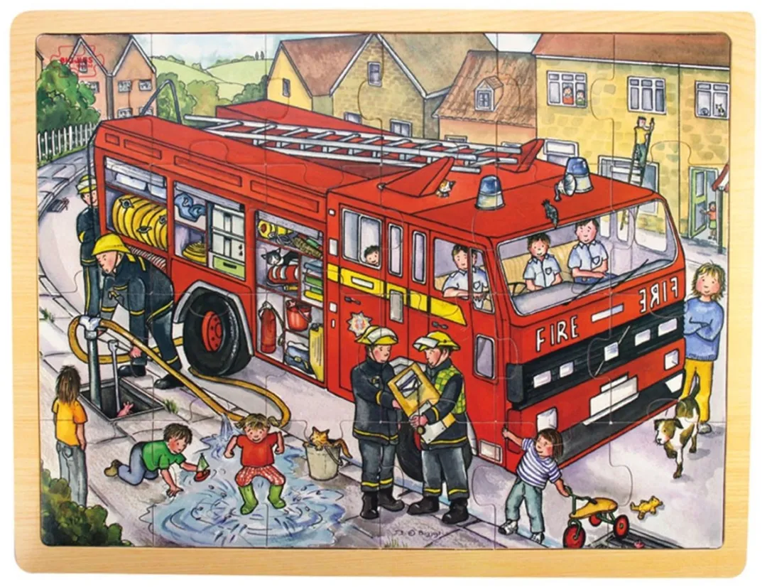 BIGJIGS Fire Engine Puzzeltray 24-delig - Multicolor