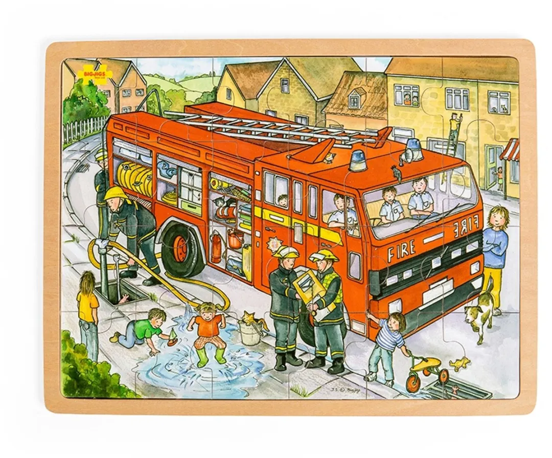 BIGJIGS Fire Engine Puzzeltray 24-delig - Multicolor