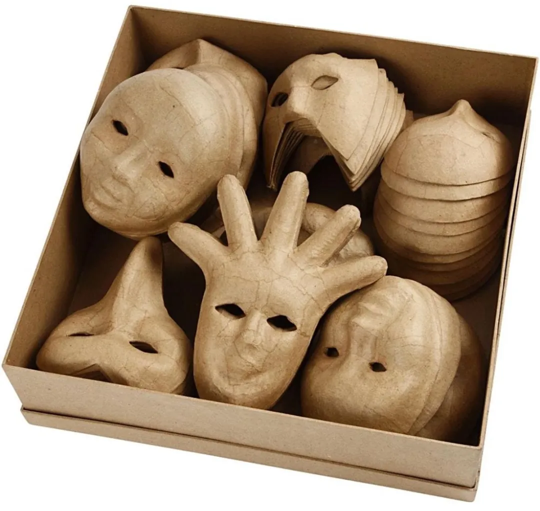 Creativ Company Handgemaakte Papier-Maché Maskers - 60 Stuks - 6 Vormen