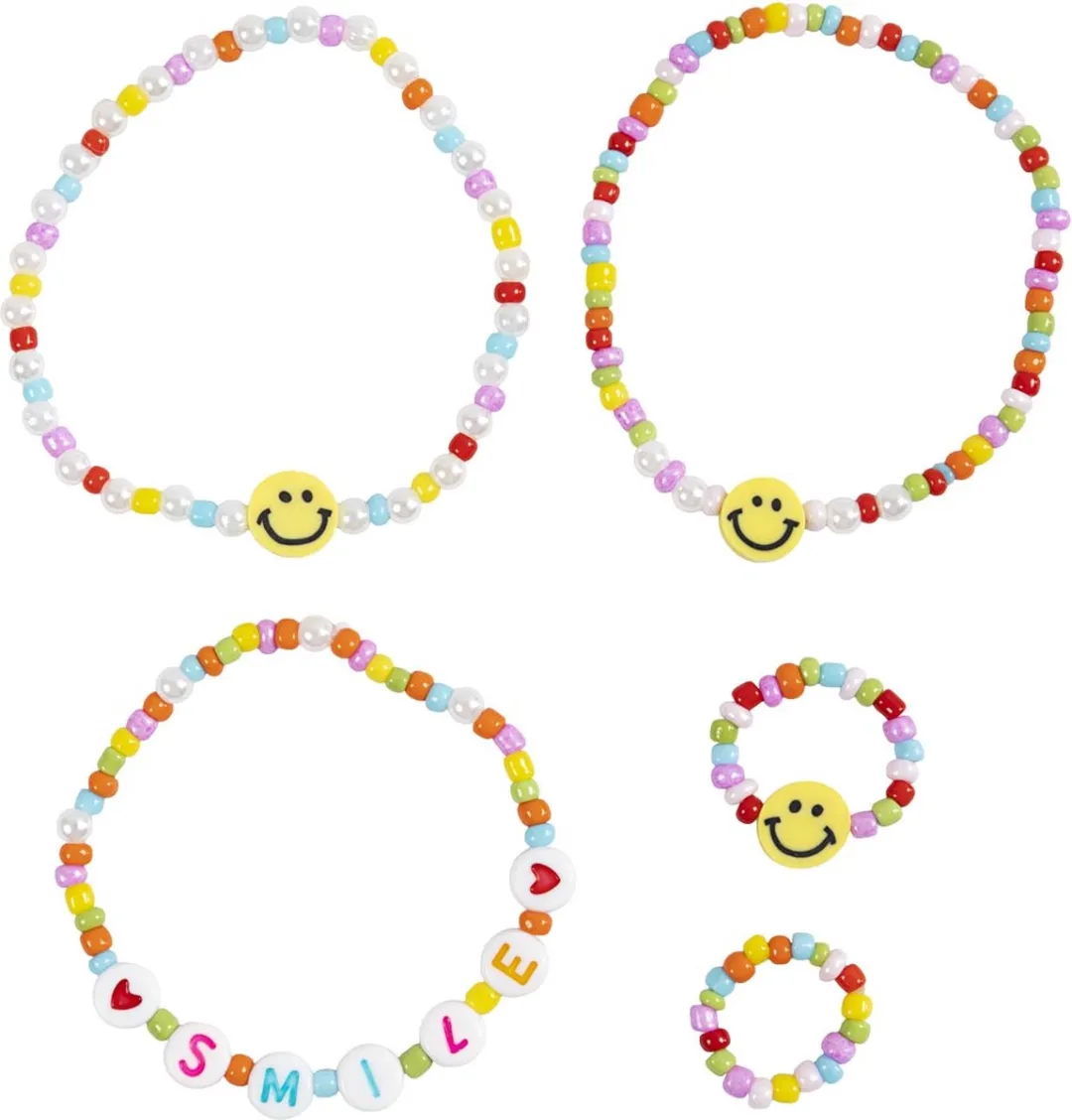 Creativ Company Mini Hobbyset Sieraden Smileys Armbandjes - Multicolor