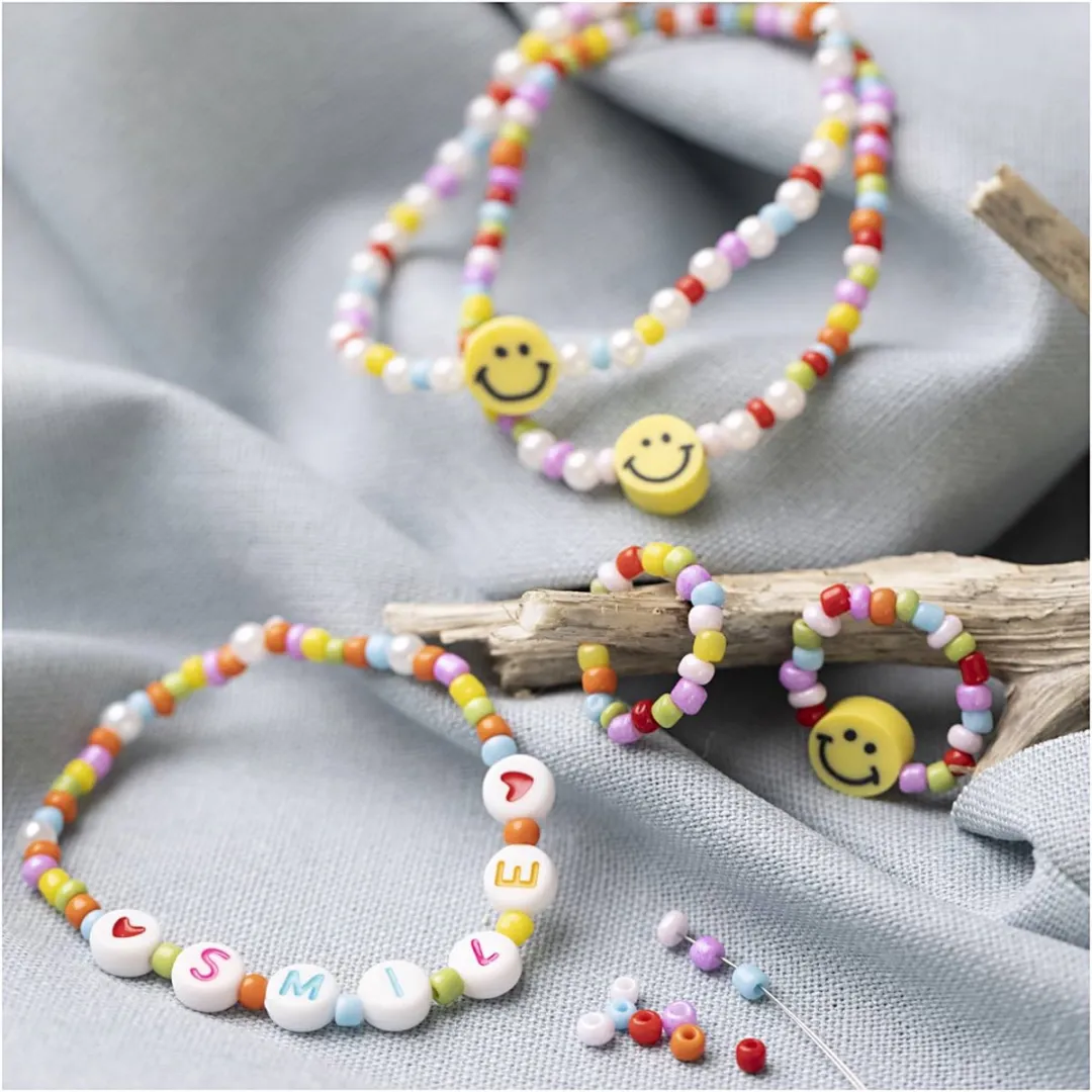 Creativ Company Mini Hobbyset Sieraden Smileys Armbandjes - Multicolor