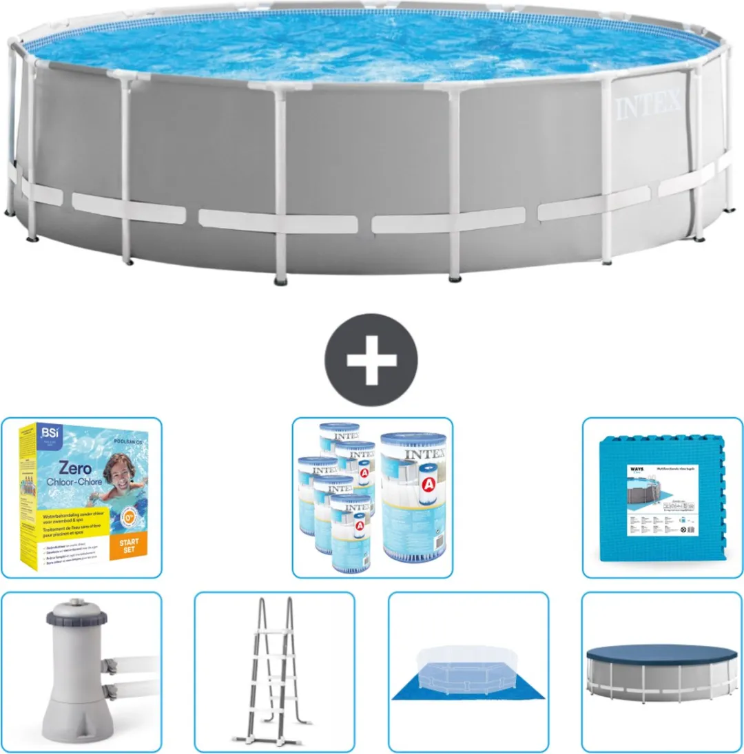 Intex Rond Prism Frame Zwembad 457x122cm - Grijs