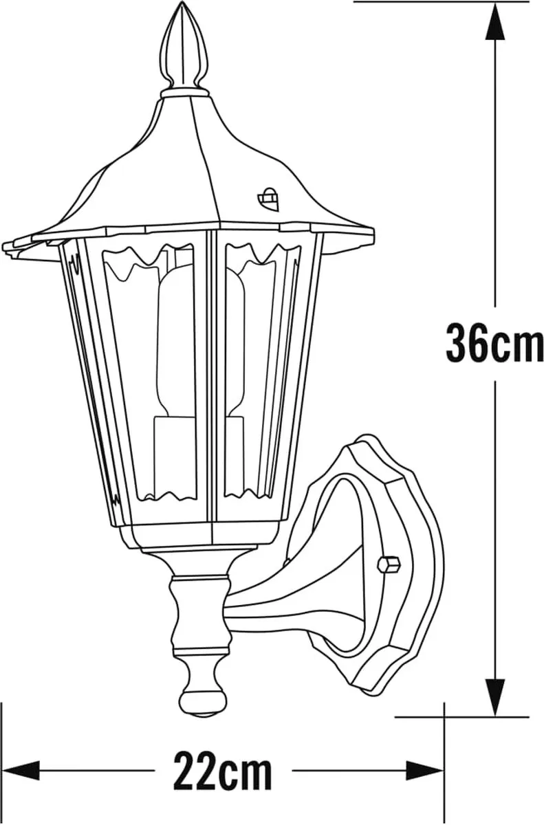 Konstsmide Firenze Wandlamp 60W E27 - Matzwart - afbeelding 6 van 6