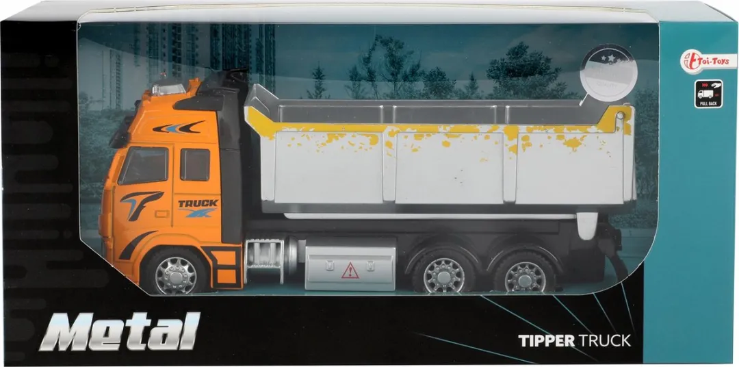 Toi-Toys Metal Pull-back Kiepwagen 1:38 - Oranje