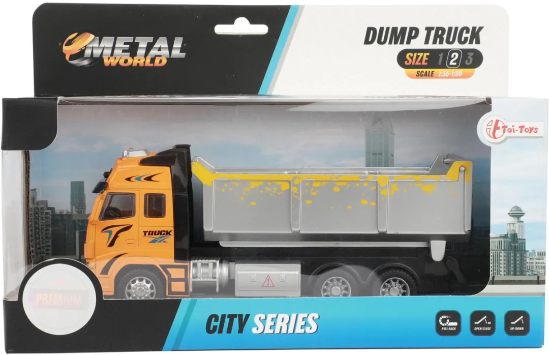 Toi-Toys Metal Pull-back Kiepwagen 1:38 - Oranje