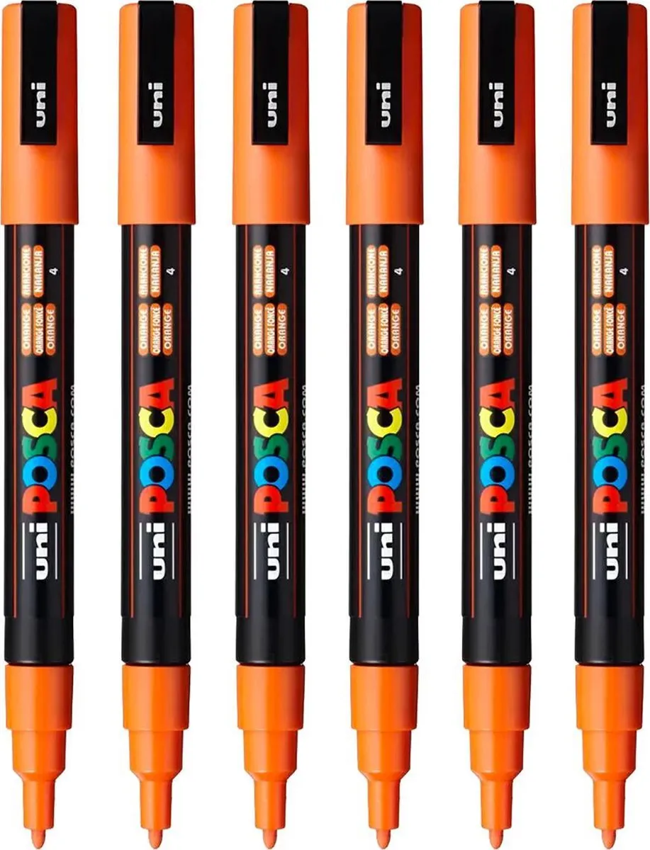 Posca PC-3M Fine Tip Verfstiften - Donkeroranje - 6 Stuks