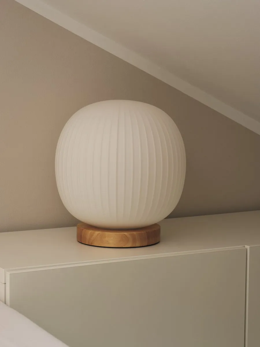 Osram Decor Glazen Tafellamp E27 - 310mm - Hout/Rubberhout/Metaal/Glas