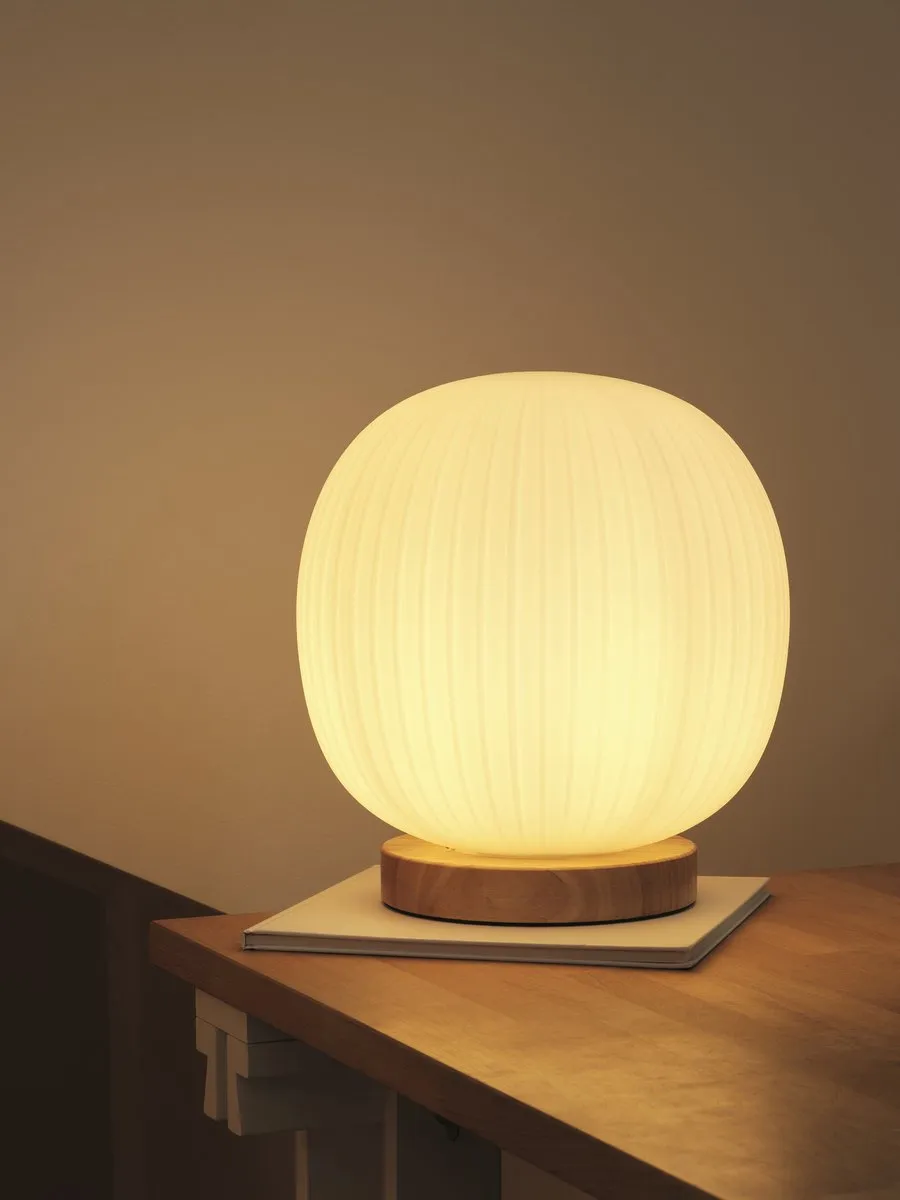 Osram Decor Glazen Tafellamp E27 - 310mm - Hout/Rubberhout/Metaal/Glas