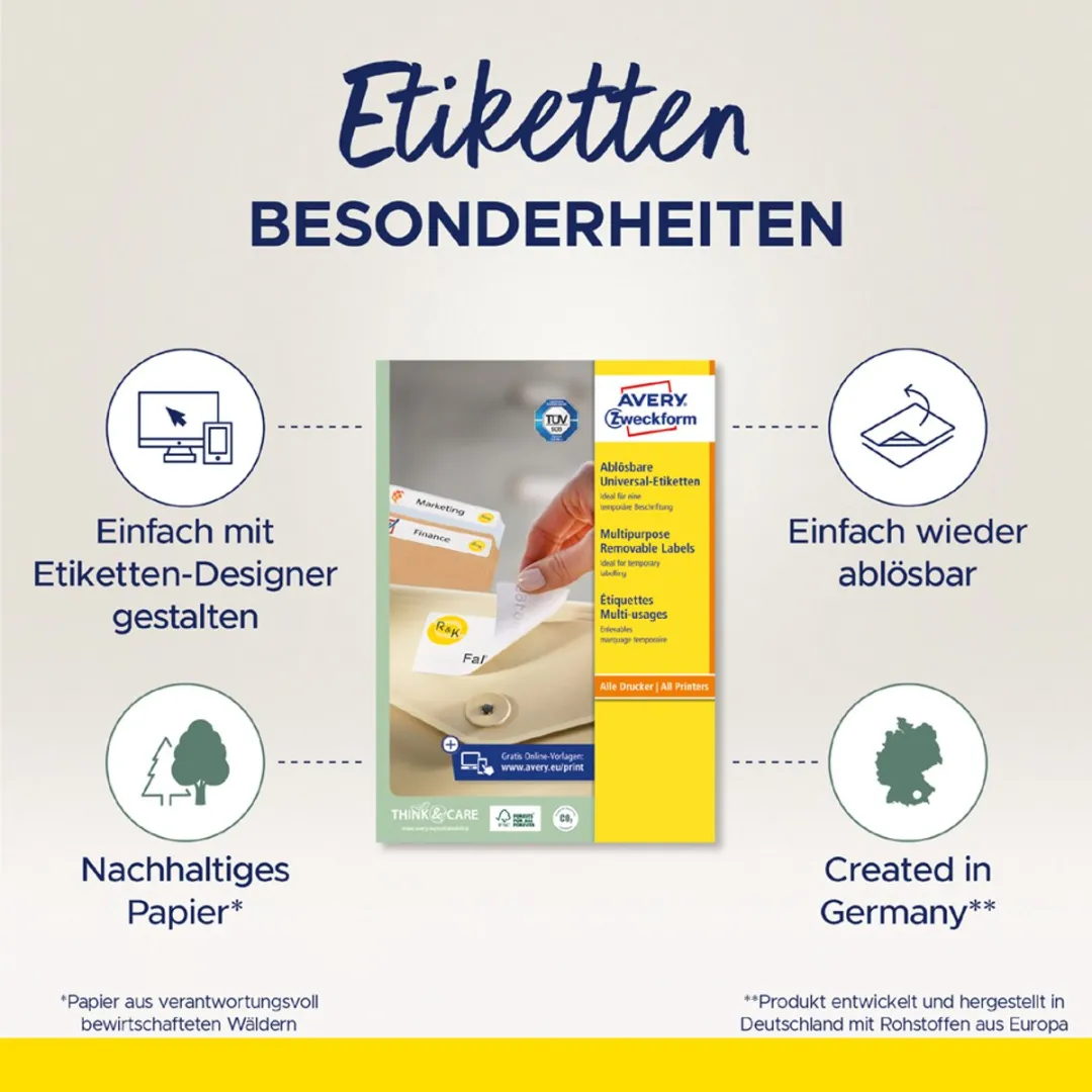 Avery Universele Etiketten L4731REV-10 - 25,4x10mm - Wit - 10 Vel