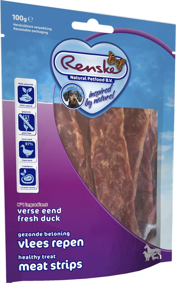 Renske Vleesrepen Eend & Groente - 100g