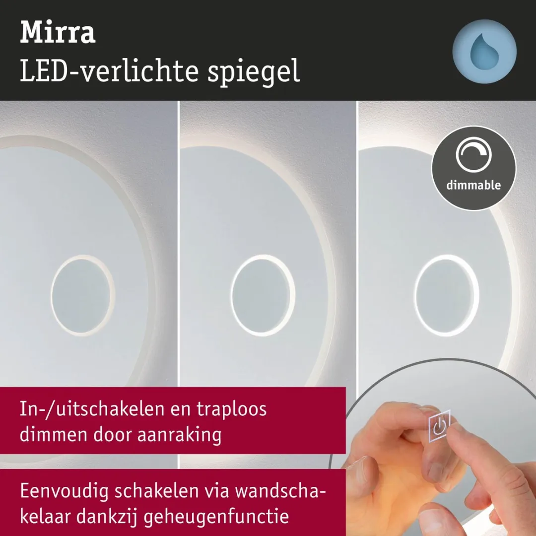 Paulmann Mirra LED Spiegel 60cm - 2x20W 4000K Dimbare IP44
