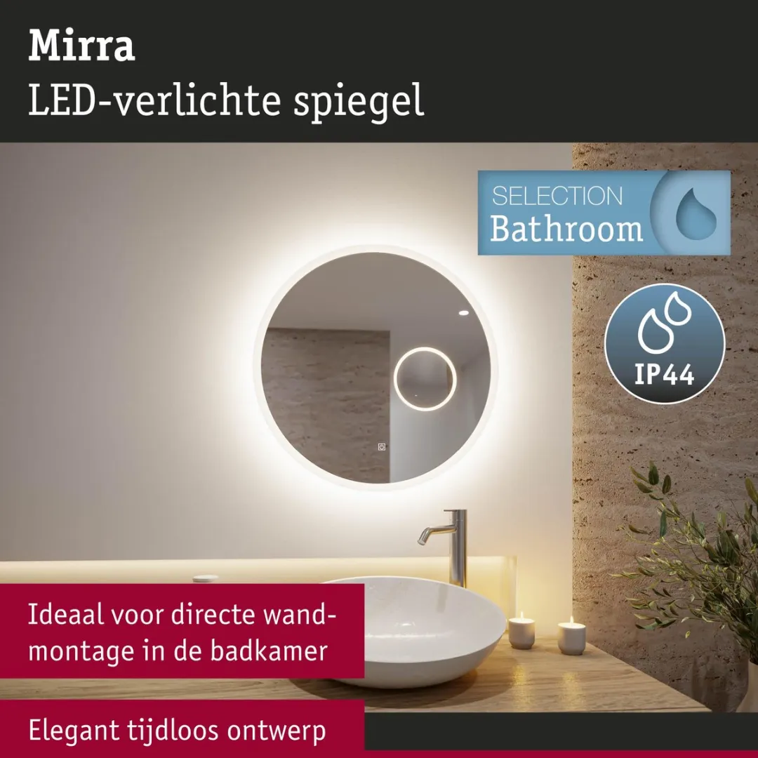 Paulmann Mirra LED Spiegel 60cm - 2x20W 4000K Dimbare IP44 - afbeelding 6 van 6