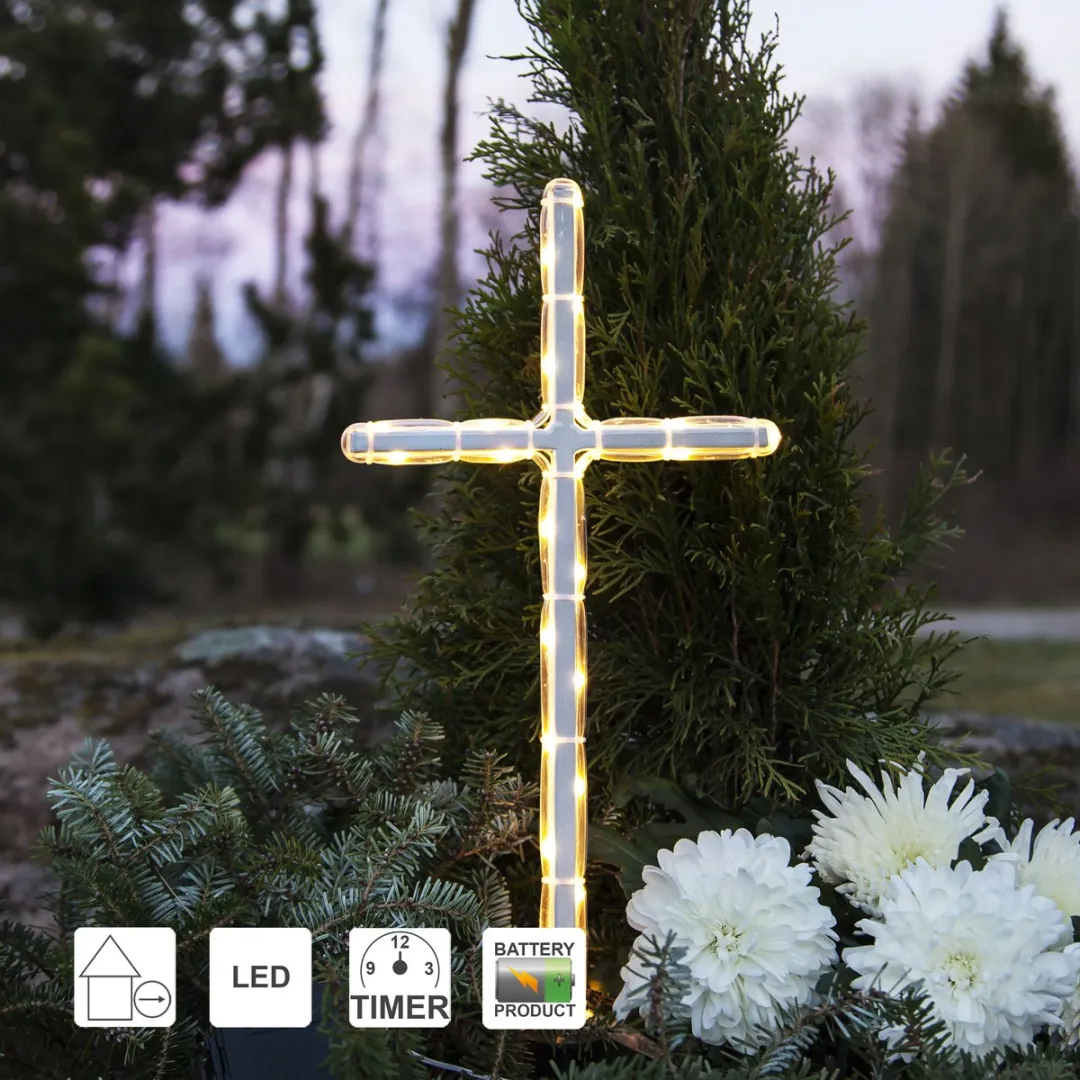 Star Trading LED Grafverlichting Gravecross Warm Wit 42cm