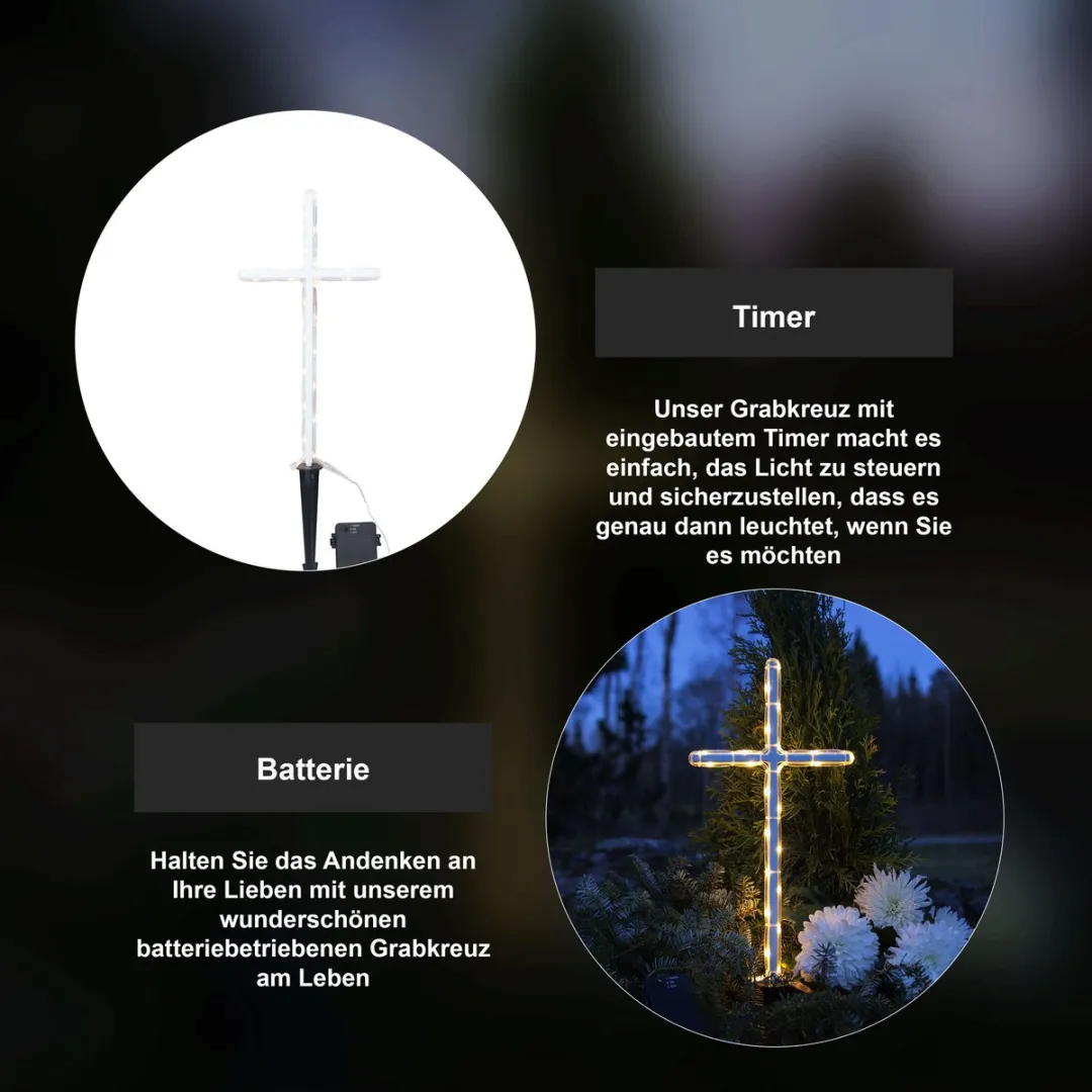 Star Trading LED Grafverlichting Gravecross Warm Wit 42cm