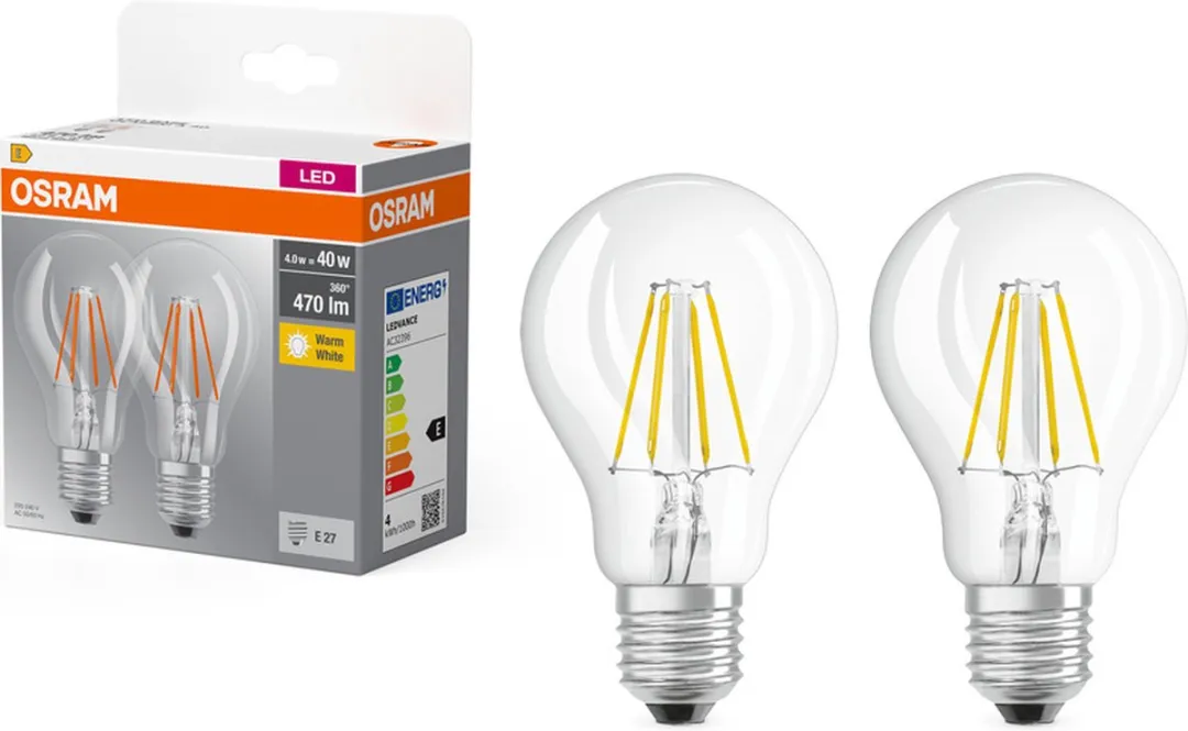 Osram LED-lamp E27 4W Warm Wit - 2 Stuks