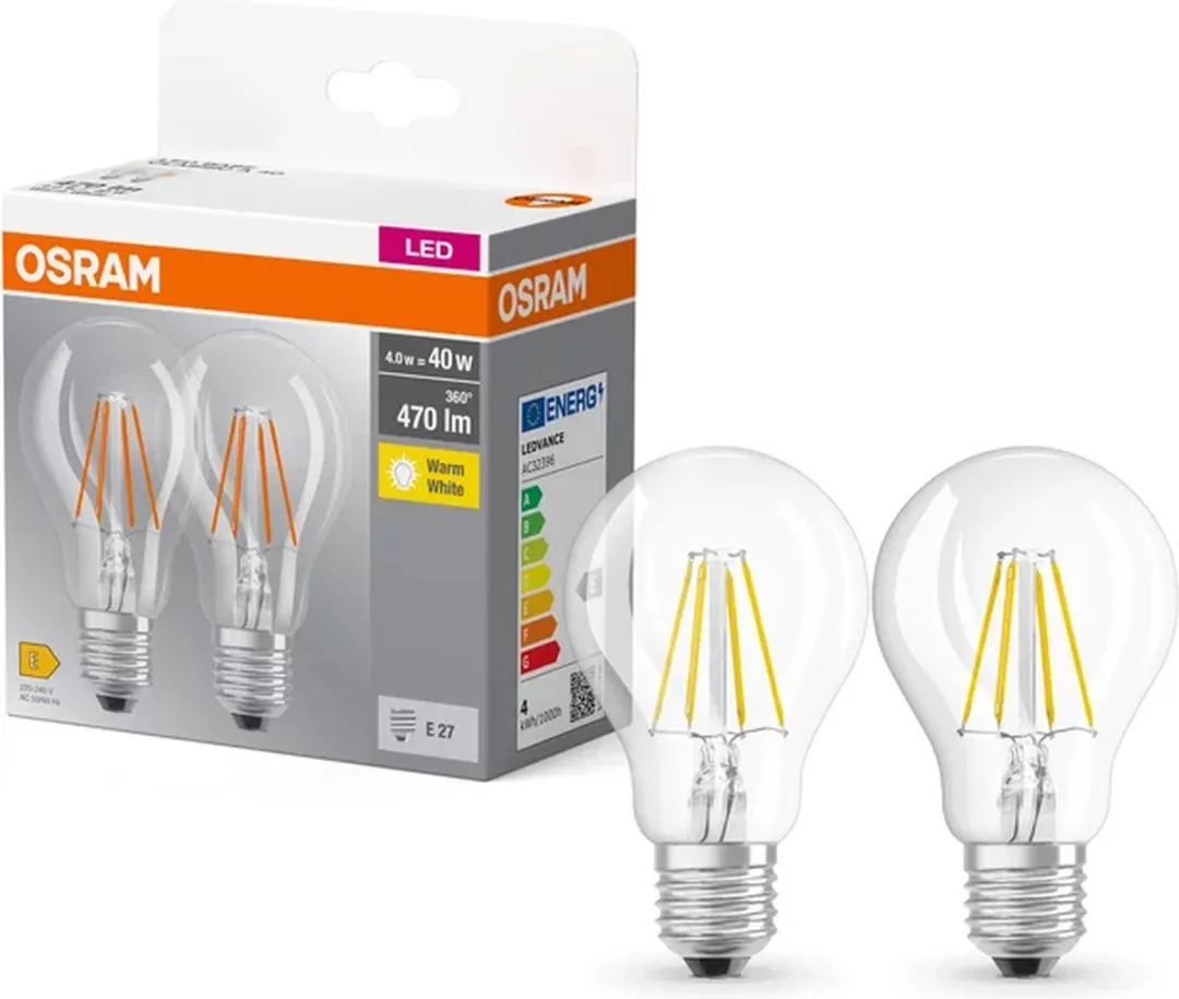 Osram LED-lamp E27 4W Warm Wit - 2 Stuks