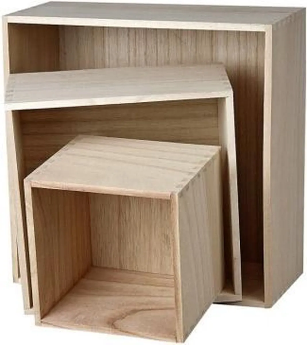 Creativ Company Houten Showdozen Vierkant Set - 3 Stuks Blanco