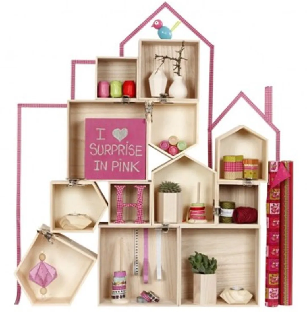 Creativ Company Houten Showdozen Vierkant Set - 3 Stuks Blanco