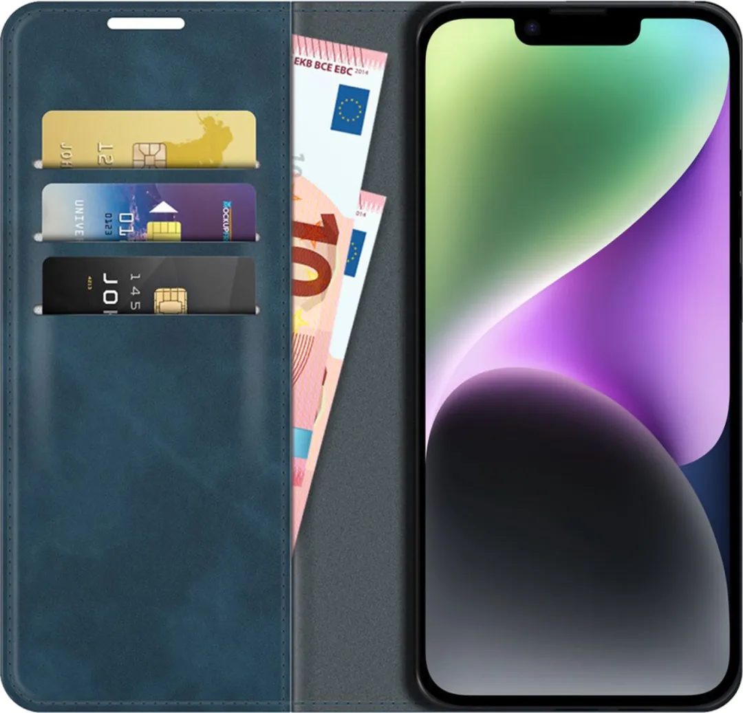 Just in Case Cazy iPhone 14 Plus Hoesje - Blauw - 4 Pasjes