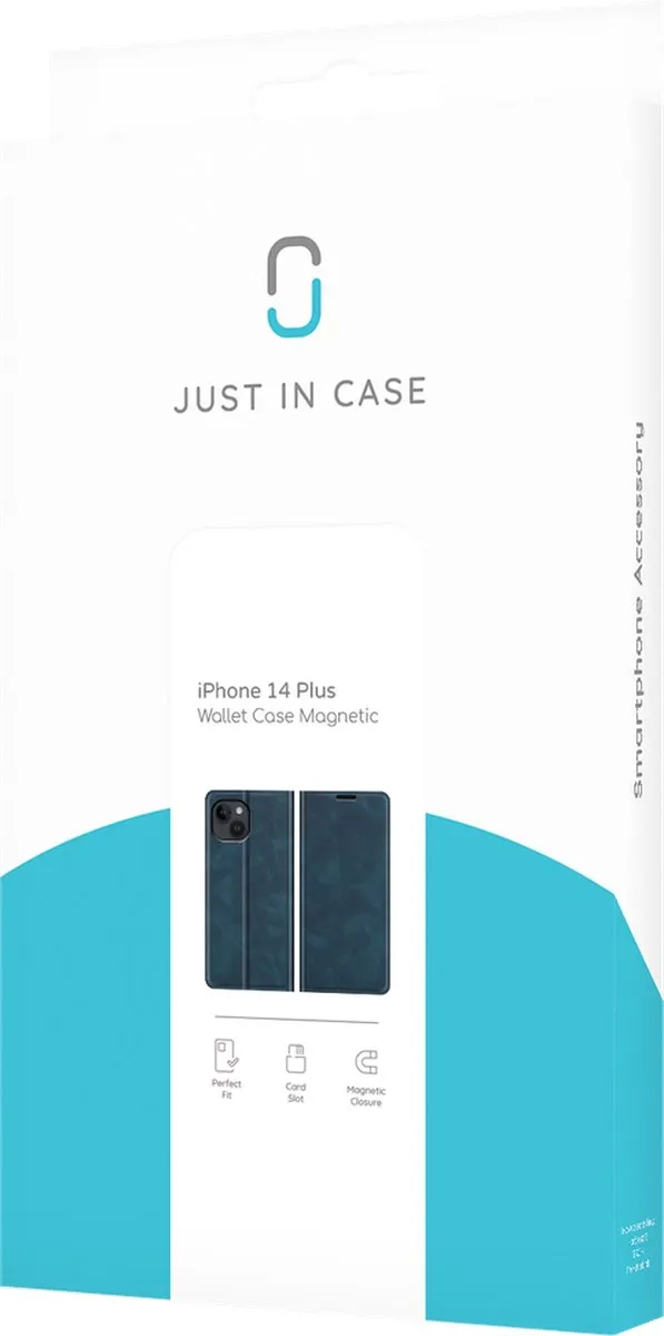 Just in Case Cazy iPhone 14 Plus Hoesje - Blauw - 4 Pasjes