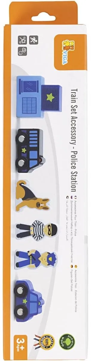 Viga Toys Treinbaan Accessoireset Politiestation 7-delig - Multi Color - afbeelding 6 van 6