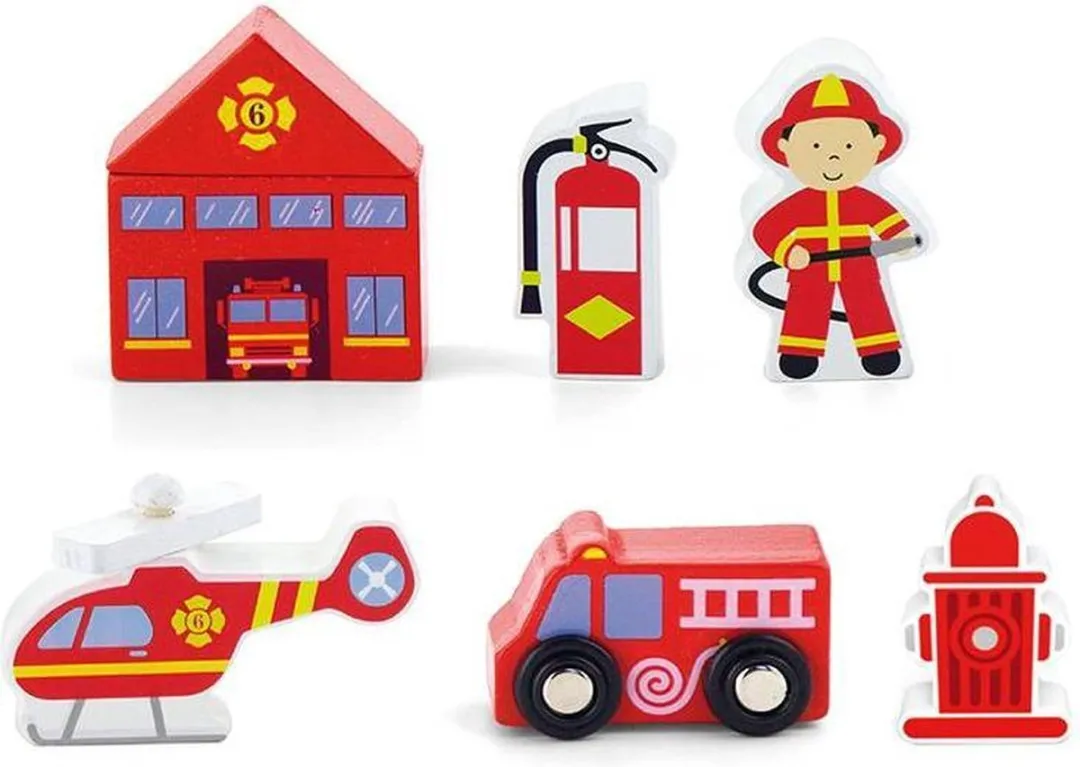 Viga Toys Treinbaan Accessoireset Politiestation 7-delig - Multi Color