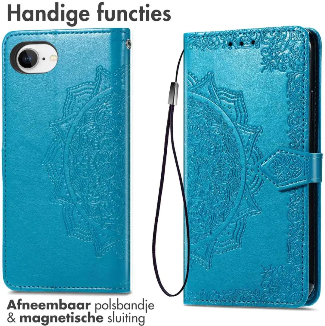 Imoshion Hoesje iPhone 16e Mandala Bookcase Turquoise - 3 Pasjes