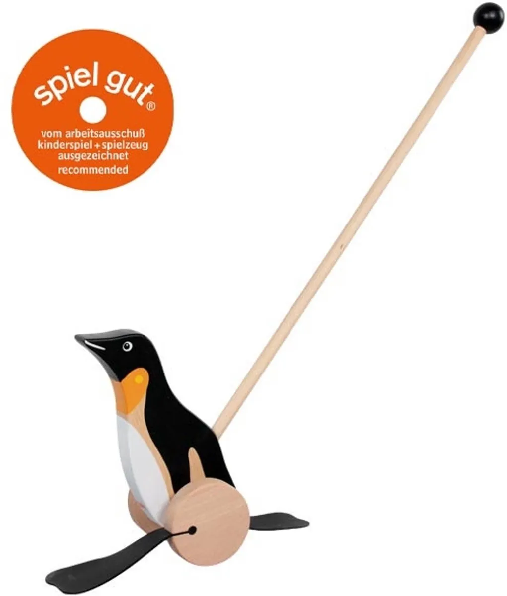 Goki Pinguin Stokroller H22cm - Zwart/Wit