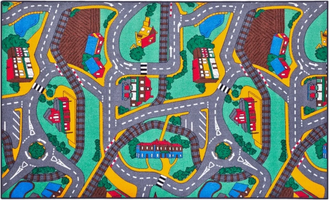 Paradiso Toys Stratenplan Verkeerskleed 95x200cm - Multicolor - afbeelding 6 van 6