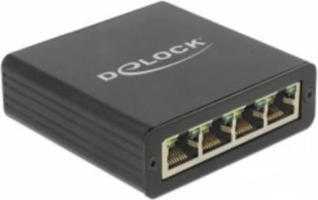 Delock 62966 USB 3.0 naar 4x Gigabit LAN Adapter - Zwart