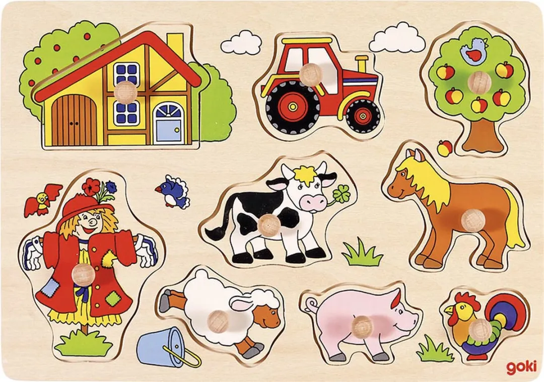 Goki Farm VI Lift-Out Puzzle - 9 Stuks - Multi Kleuren
