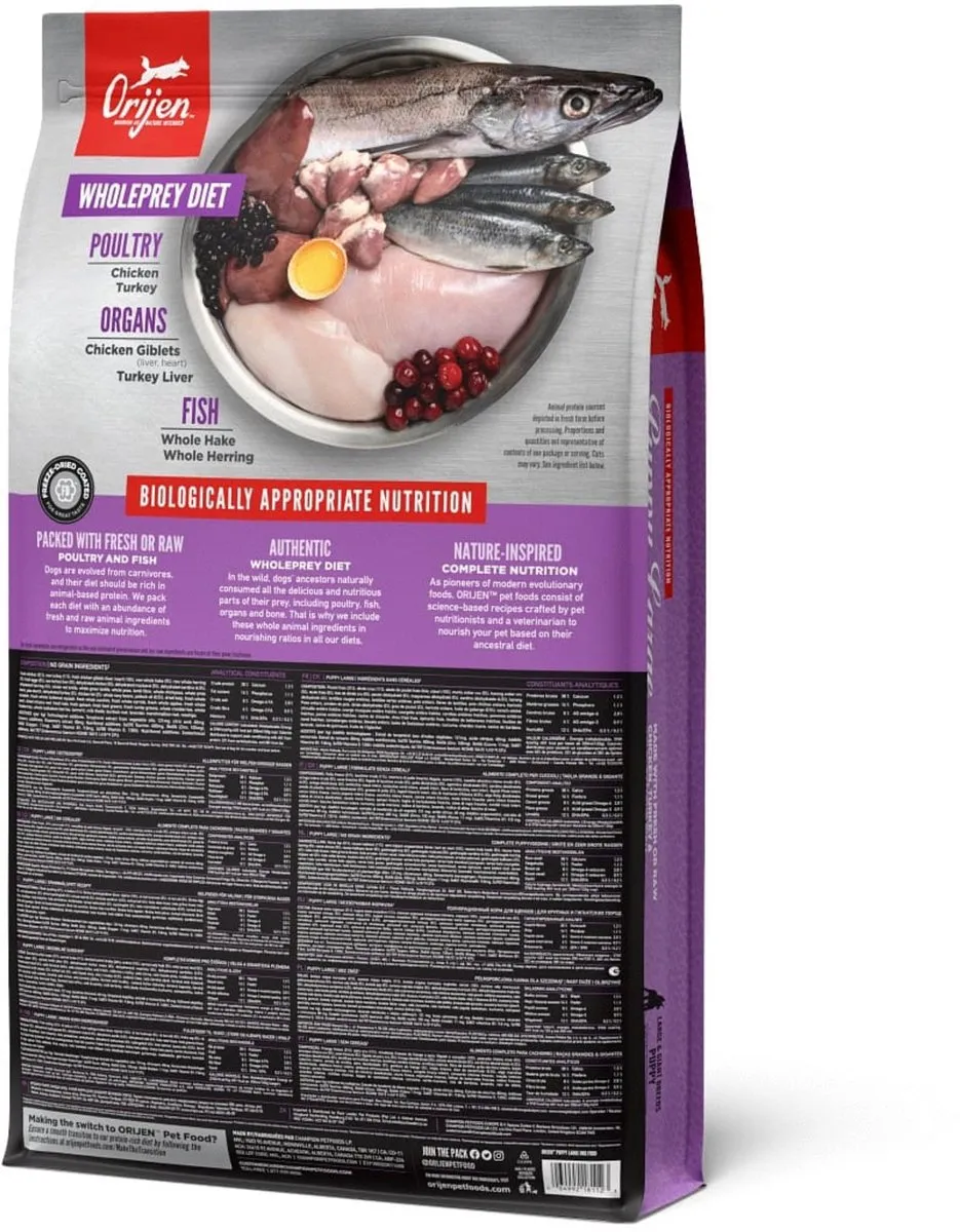 Orijen Whole Prey Puppy Large Breed Kip & Kalkoen 11.4kg