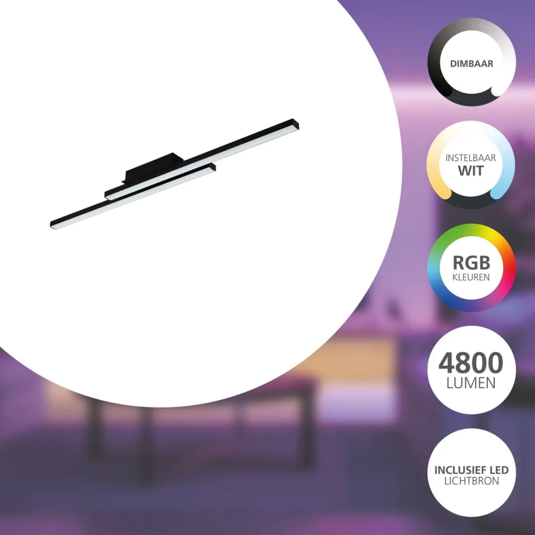 EGLO connect.z Fraioli-Z Plafondlamp - 2765K RGB & Wit - Zigbee - Zwart