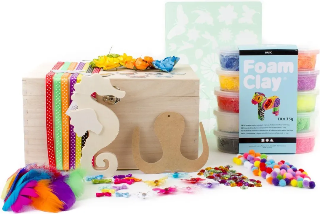 Foam Clay Houten Opbergkist Zeepaardje