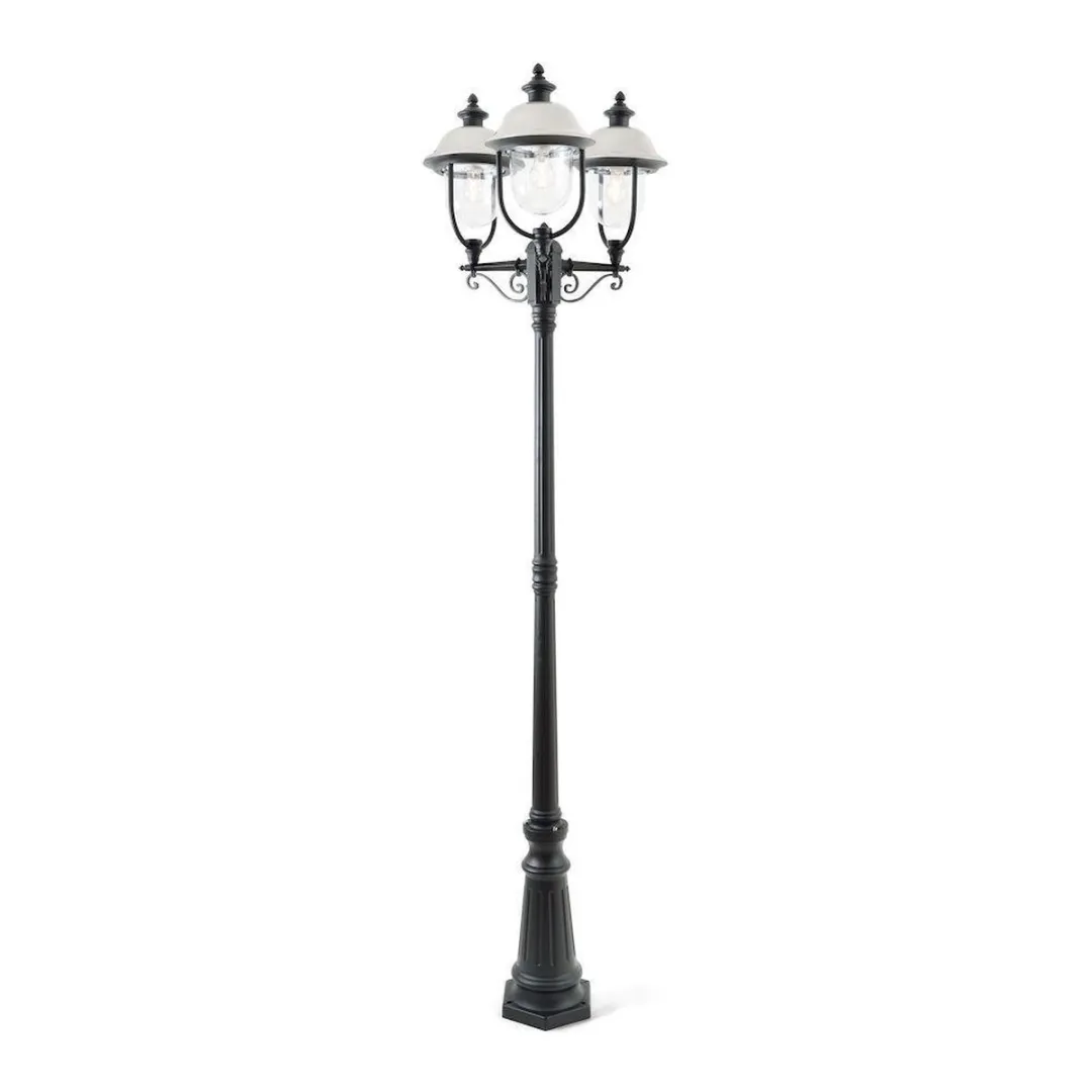 Konstsmide Parma 3-lichts Staand Armatuur 218cm - Matzwart/RVS