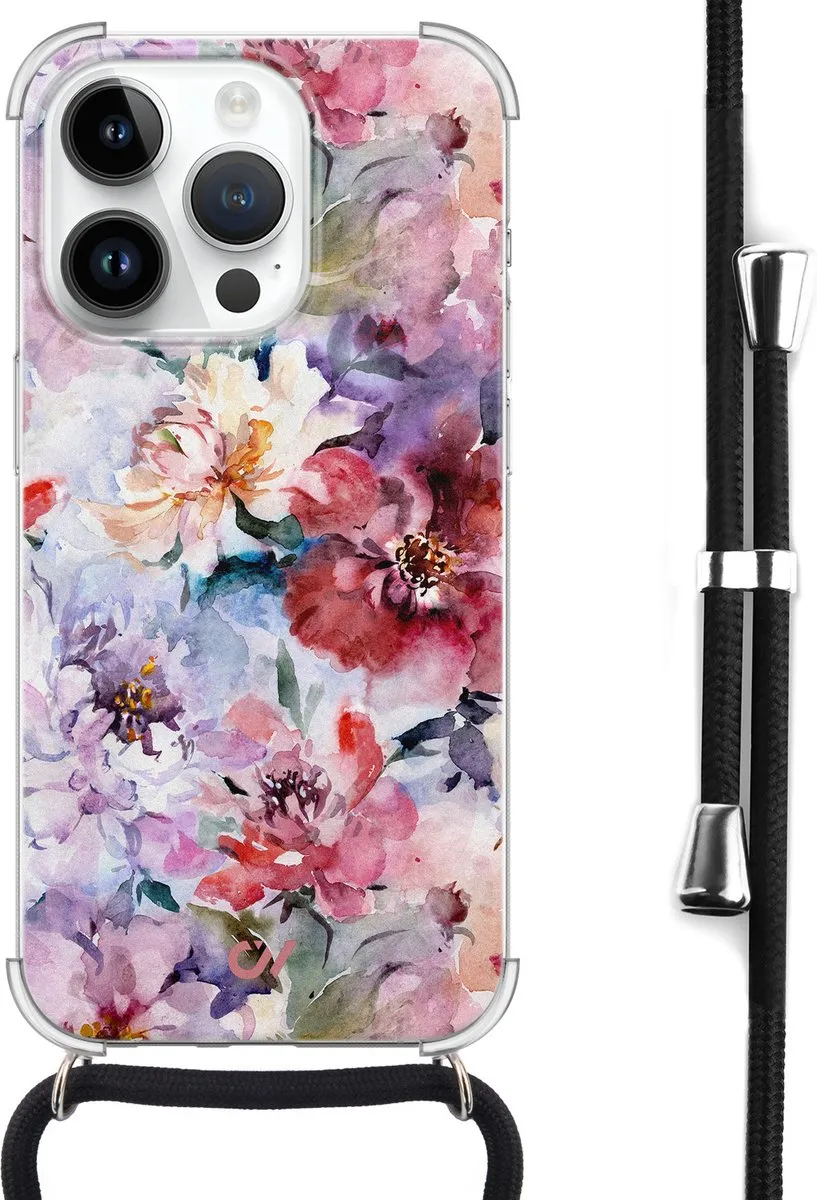 Casevibes Telefoonhoesje iPhone 14 Pro Max Bloemen Acryl Roze C/14PM/UV/006