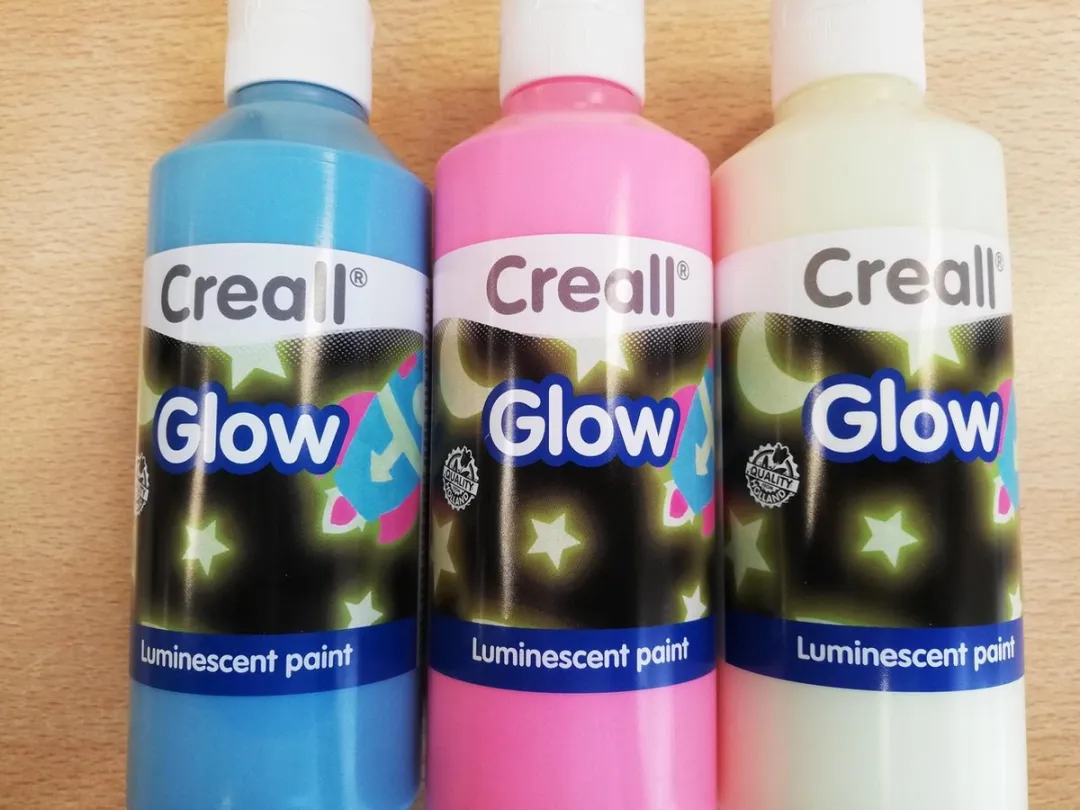 Creall Glow in the Dark Verf - 3x250ml - Blauw/Rood-Groen/Geel