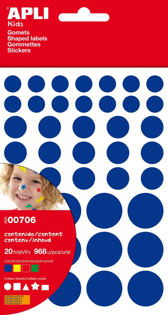 Apli Kids Gekleurde Stickers - 34 Stuks per Kleur - 864 Stuks